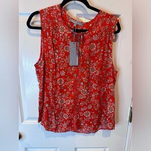 NEW Daniel Rainn Size Large Tie Neck Floral Tank